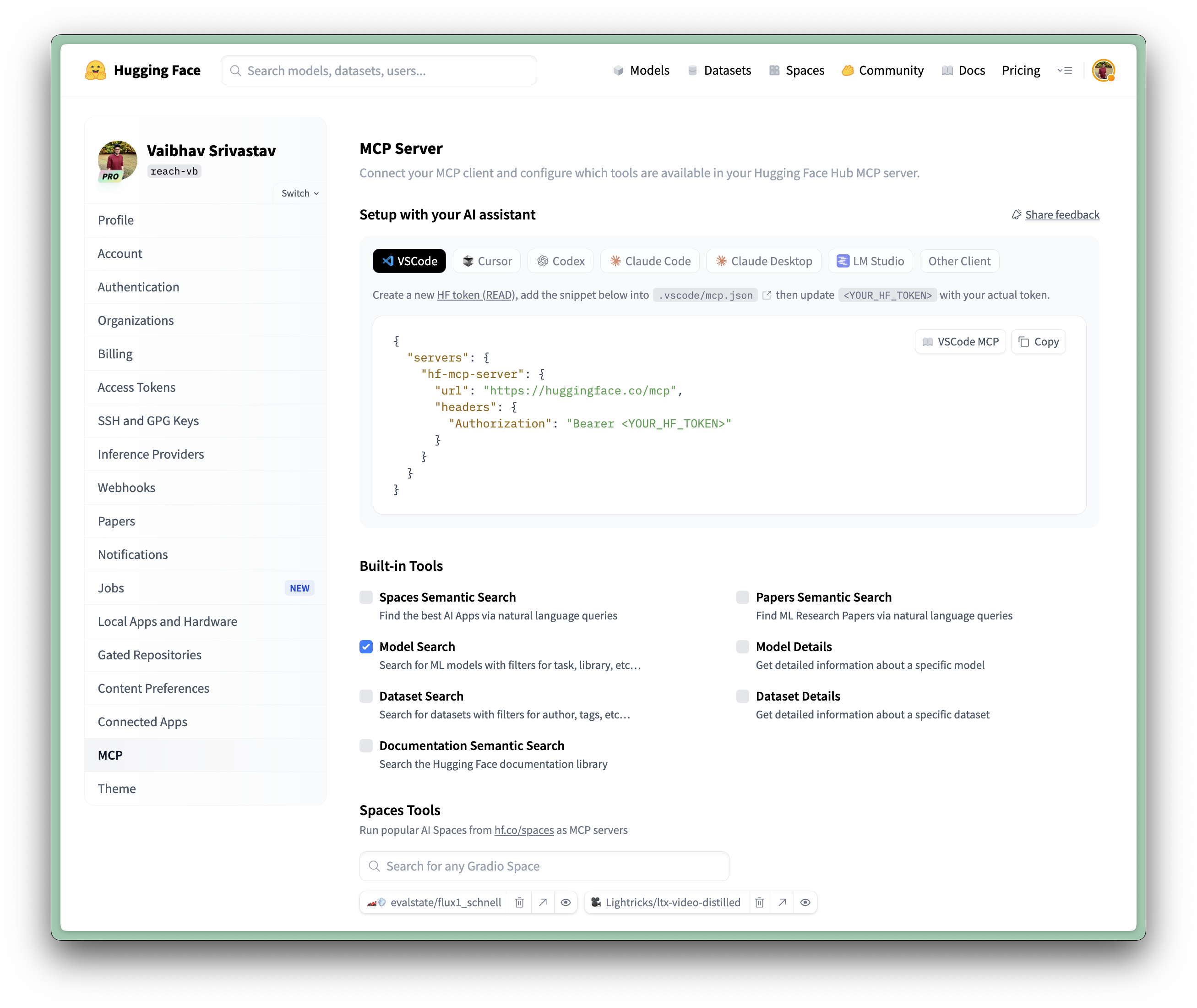 MCP Settings Example