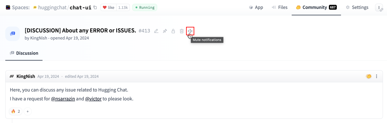 Notifications mute discussions